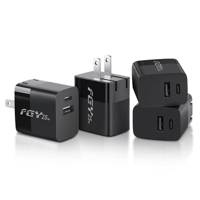 FGY 4PCS 25W Wall Charger Dual Port USB Fast Charger with Foldable Wall