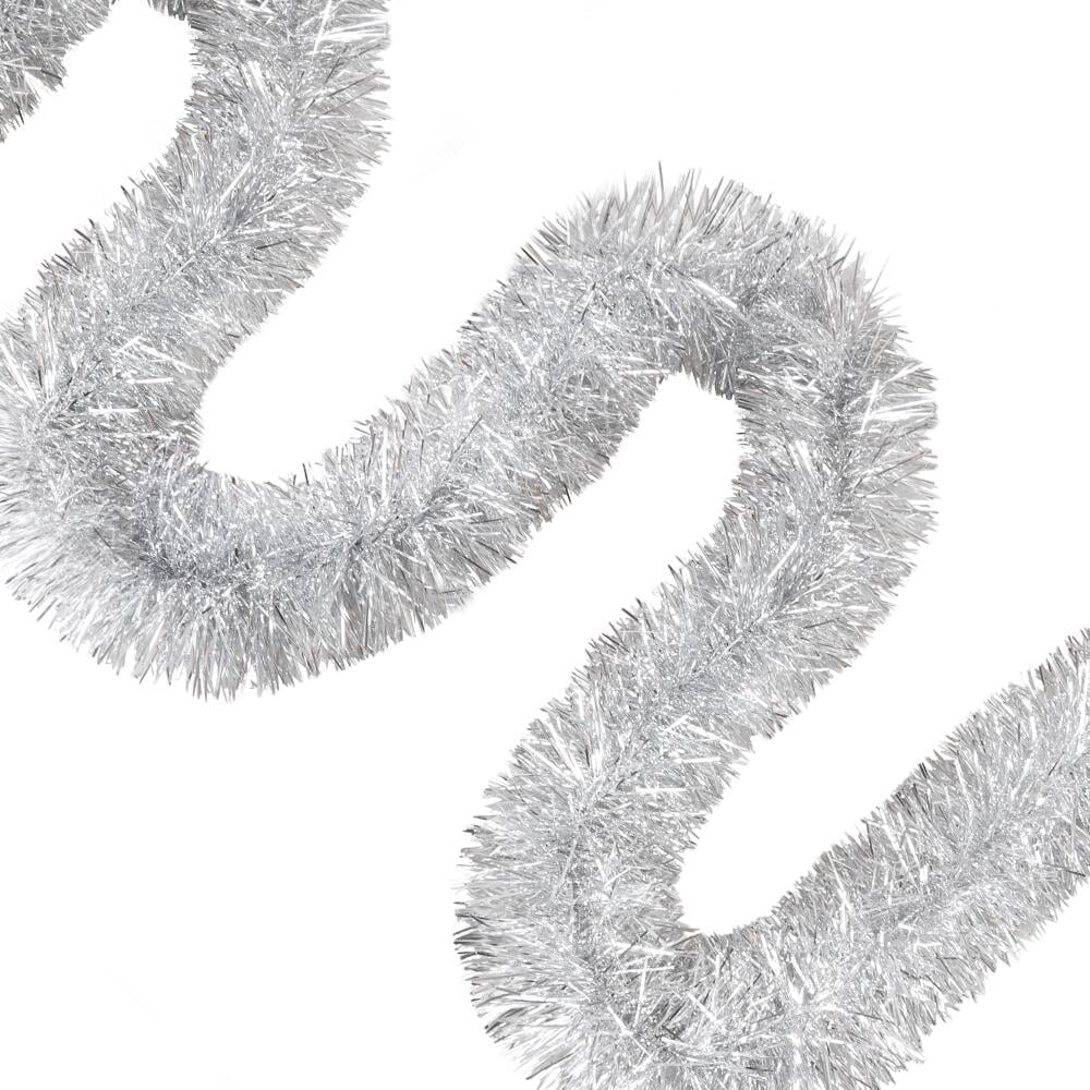 FGY 50 Feet Christmas Tinsel Garland Silver Tinsel Foil Garland ...