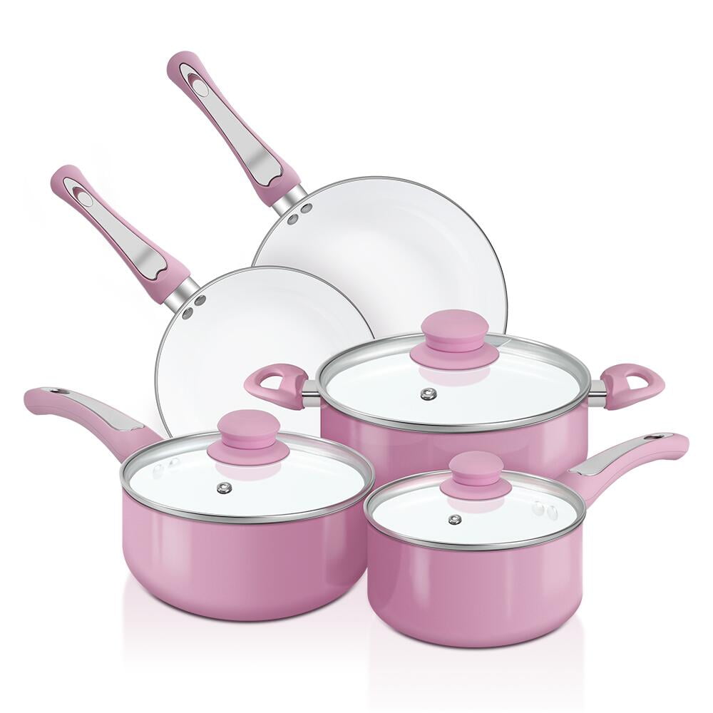 1set Japanese-style Aluminum Food Pots, Multifunction Pink Pans For Home