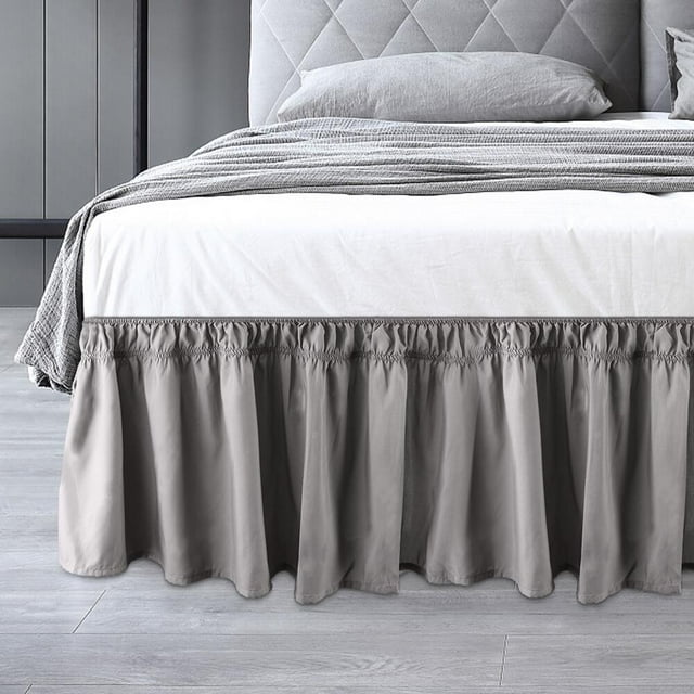 FGY Bed Skirt Easy Fit Elastic Wrap Around Bed Dust Ruffle with 15