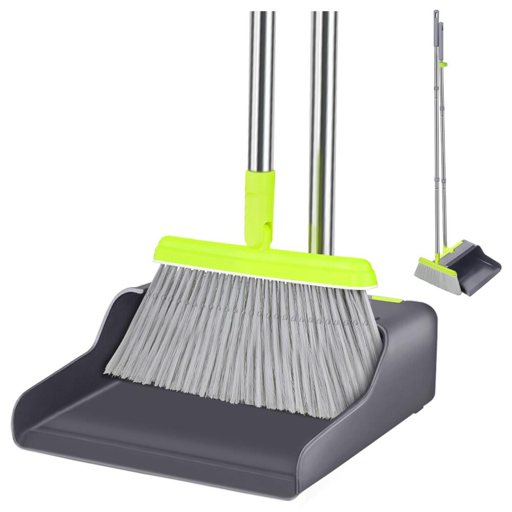 FGY Broom and Dustpan Set, Adjustable Long Handle, HeavyDuty