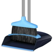 FGY Broom and Dustpan Set with Long Handle Broom Sweeper and Dust Pan Set Light Weight for Indoor (Indigo Blue)