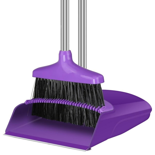FGY Upright Large Combo Broom and Dustpan Set with Long Handle, Light