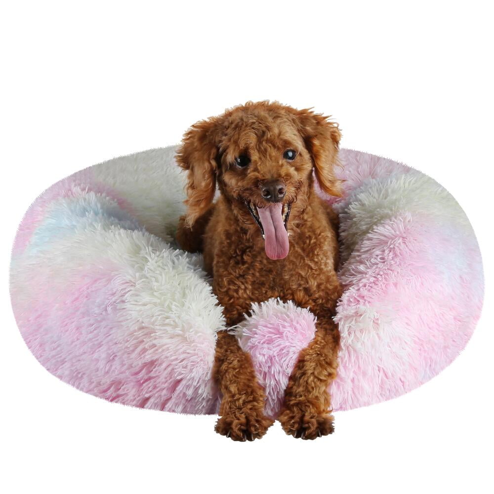 FGY Calming Donut Pet Bed Soft Dog Bed Cat Bed Warm Round Cuddler for Dogs& Cats (Medium
