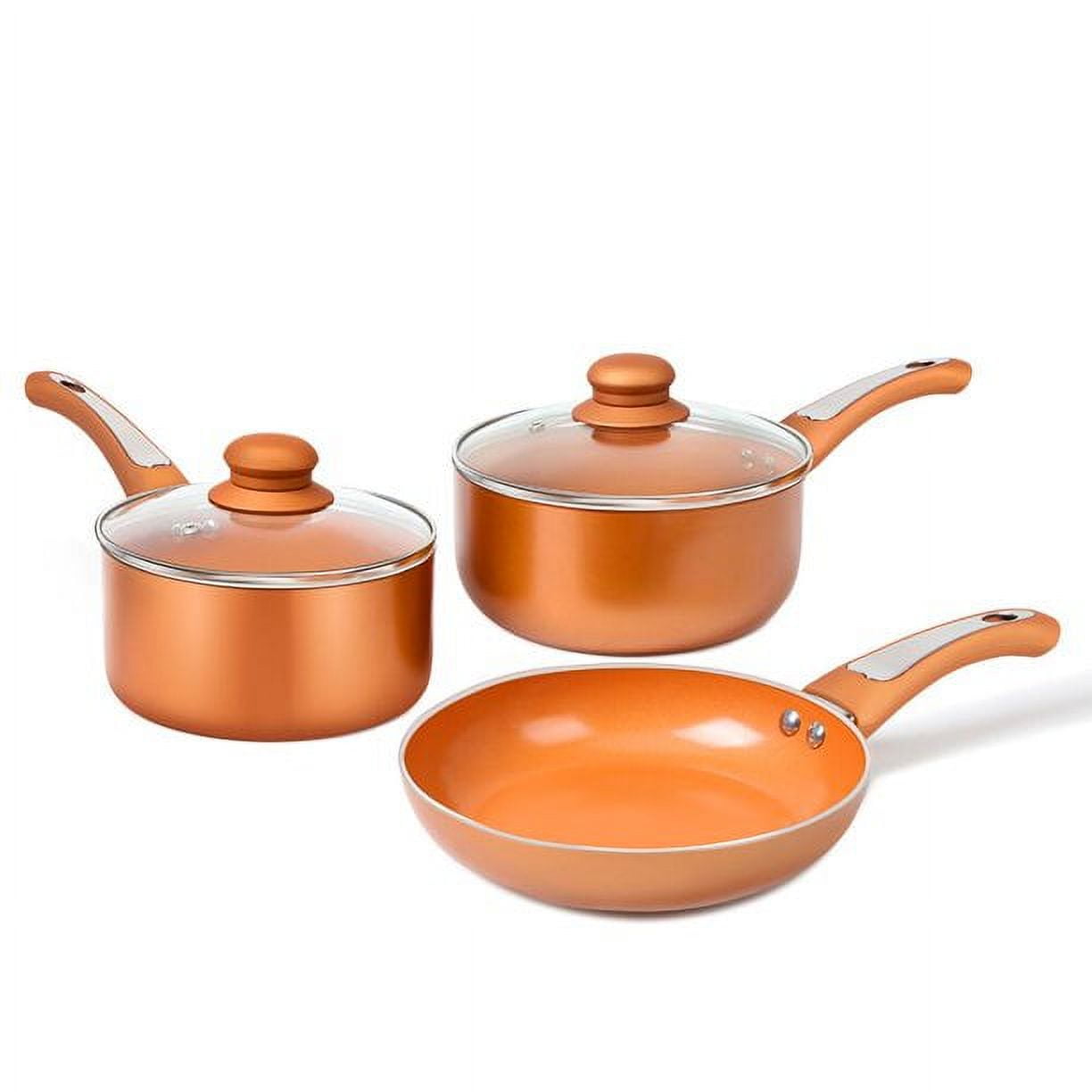 FGY Copper Pots & Pans Set 5 Pieces Cookware Set, 8 inch Fry