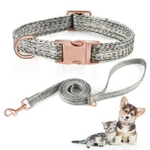 FGY Dog Collar and Leash Set Adjustable Collars Pet Collar for Small Dogs - Linen Gray (S)