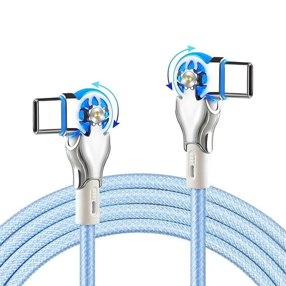 FGY Fast Charger Type C Cord 180° Rotatable USB C Cable for Samsung Galaxy iPhone 15/16, 6 FT (USB 2.0, Blue)