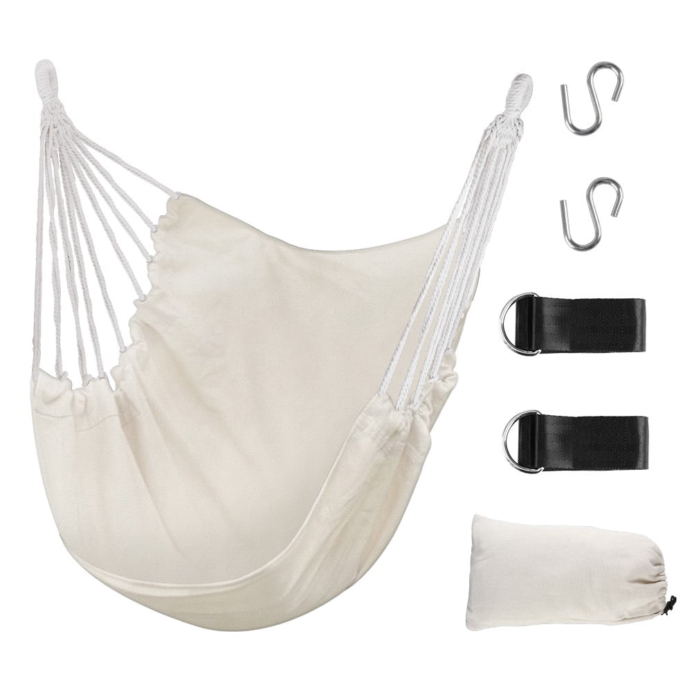 FGY Hammock Chair Swing Portable Canvas Camping Hanging Seat for Outdoor Indoor (Beige)
