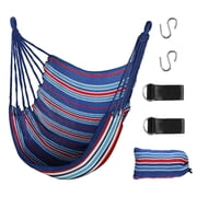 FGY Hammock Chair Swing Portable Canvas Camping Hanging Seat for Outdoor Indoor (Blue)
