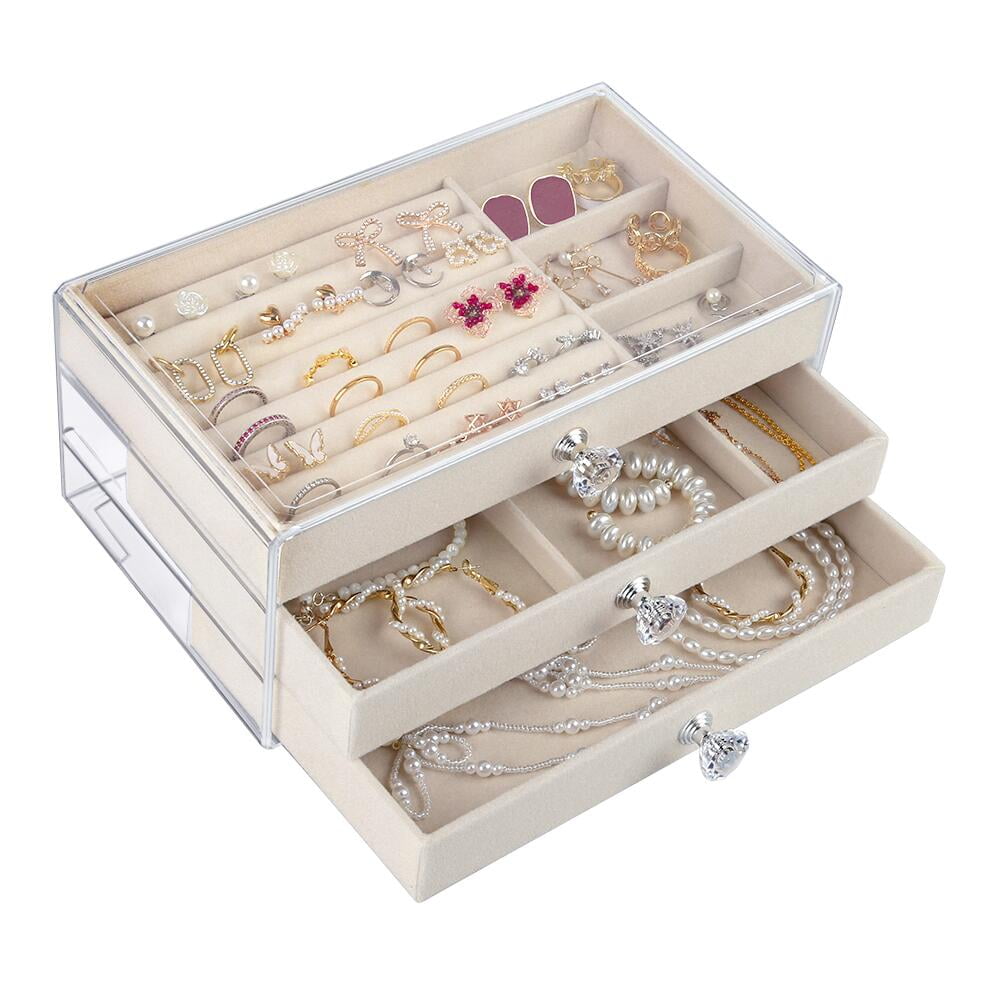 FGY Jewelry Box Jewelry Organizer Clear Jewelry Case Display for Rings ...