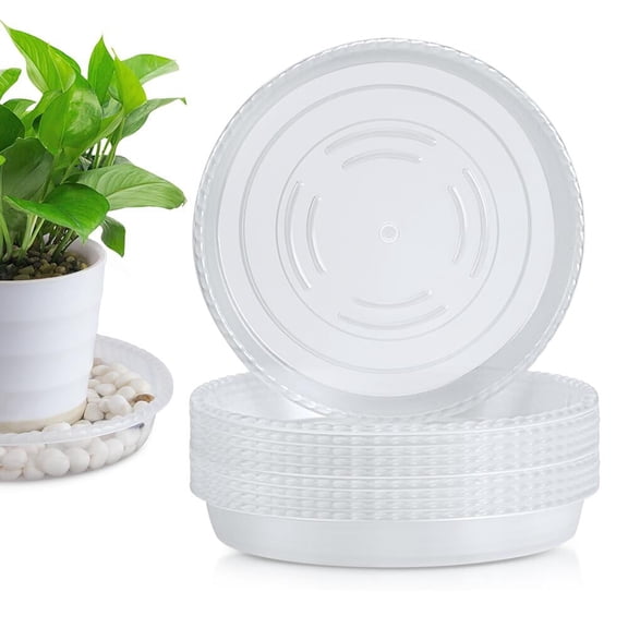 FGY Plant Saucer 10 Packs 6 inch Clear Plastic Plant Pot Drip Trays