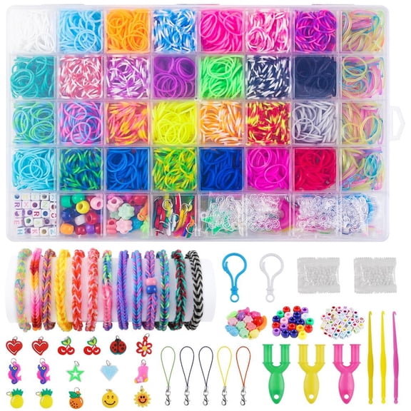 FGY Rubber Band Bracelet Kit - Creative Make Bracelet Kit with 2500+ Bands in 35 Different Colors