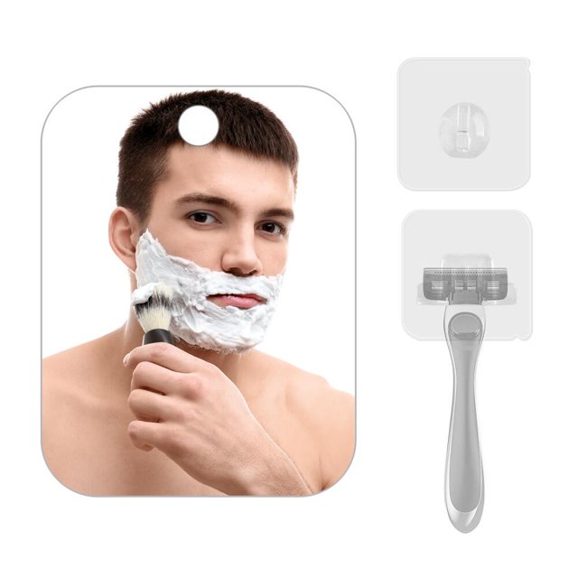 FGY Shower Mirror, Shaving Mirror for Daily & Travel with 2 PCS Adhesive Hook Holder