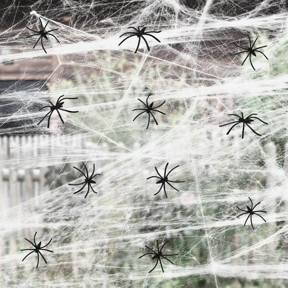 FGY Spider Web Decoration 480 Sqft Stretchable Halloween Cobwebs with 20 Fake Spiders for Indoor/Outdoor
