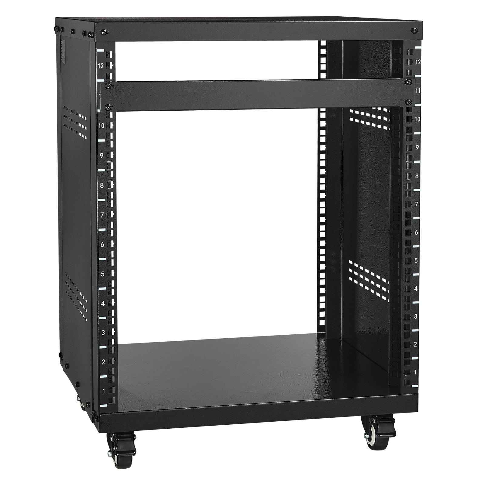 FGYRYK 12U AV Rack Stand with Locking Wheels, Open Frame Studio ...
