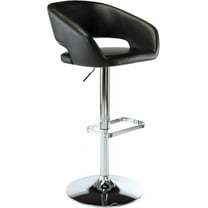 FGYRYK Furniture Direct Adjustable Bar Stool with Hollow Back and Arms, Modern PU Leather Swivel Barstool, Airlift Counter Height Bar Chair for Kitchen Dining Room (Black)