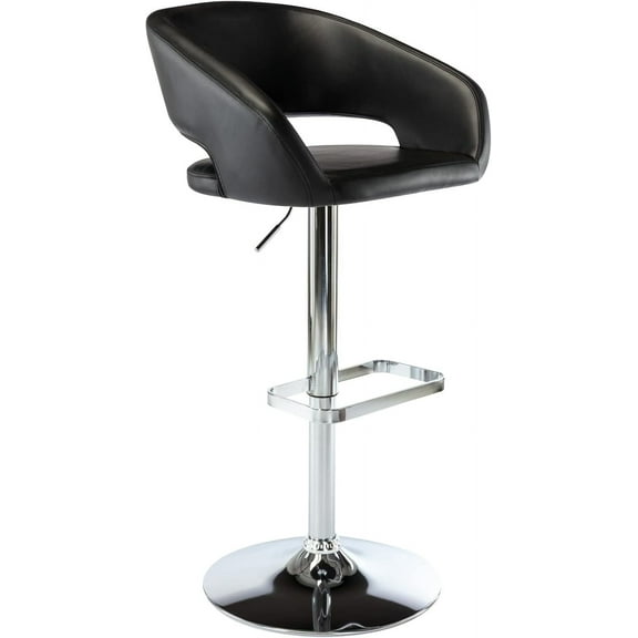 FGYRYK Furniture Direct Adjustable Bar Stool with Hollow Back and Arms, Modern PU Leather Swivel Barstool, Airlift Counter Height Bar Chair for Kitchen Dining Room (Black)