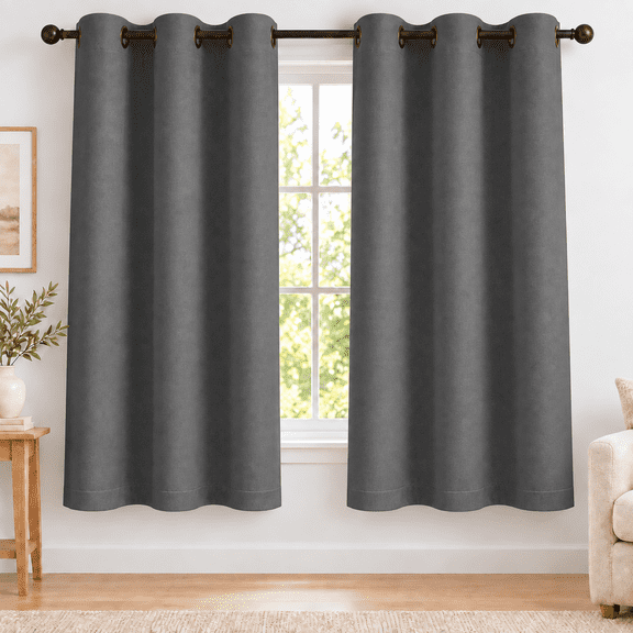 FGZ Blackout Curtains for Bedroom and Living Room, Dark Gray, 42 x 63 Inch, Grommet Window Panels, 2-Pack