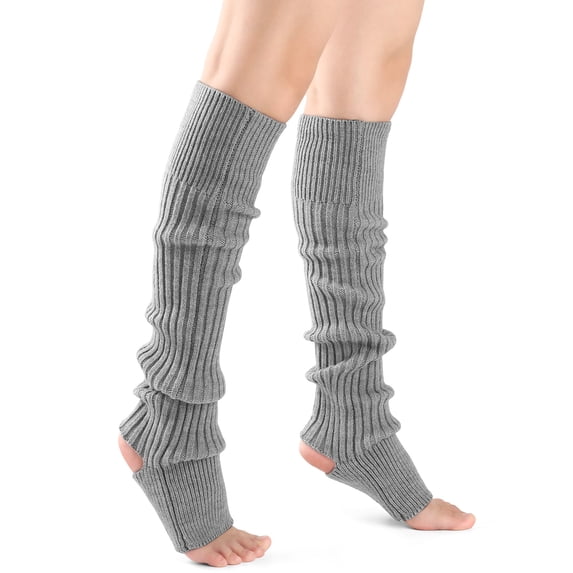 FGZ Long Leg Warmer 80s Party Ribbed Knit Outfits for Women Girls Fashion Socks Accessories,Grey