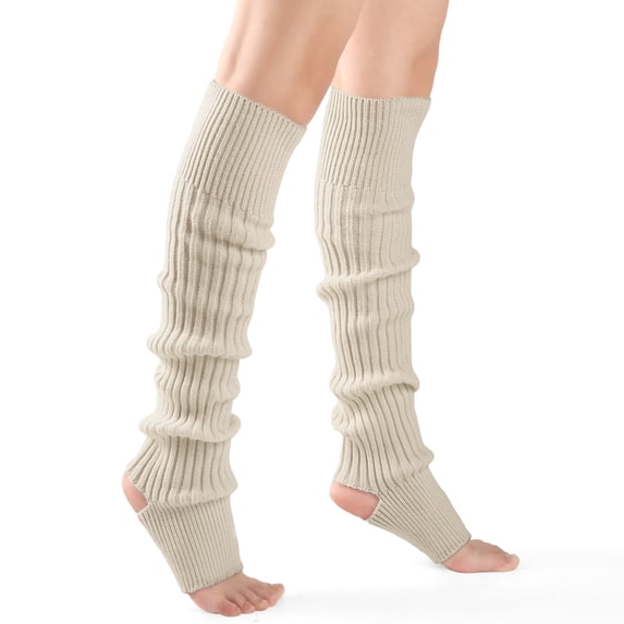 FGZ Long Leg Warmer 80s Party Ribbed Knit Outfits for Women Girls Fashion Socks Accessories,Khaki