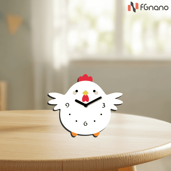 FGnano Adorable Baby Chick Shaped Clock, Cartoon-Style, White, Color Box, 6.3"x5.3"x1.4"