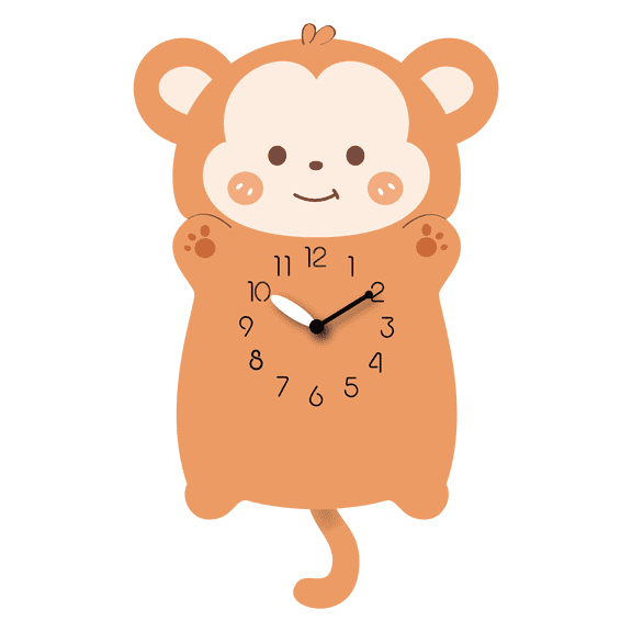 FGnano Adorable Little Monkey Shaped Pendulum Wall Clock, Cartoon Style, Light Brown, MDF, 13.7"x8.7"x1.8", Color Box