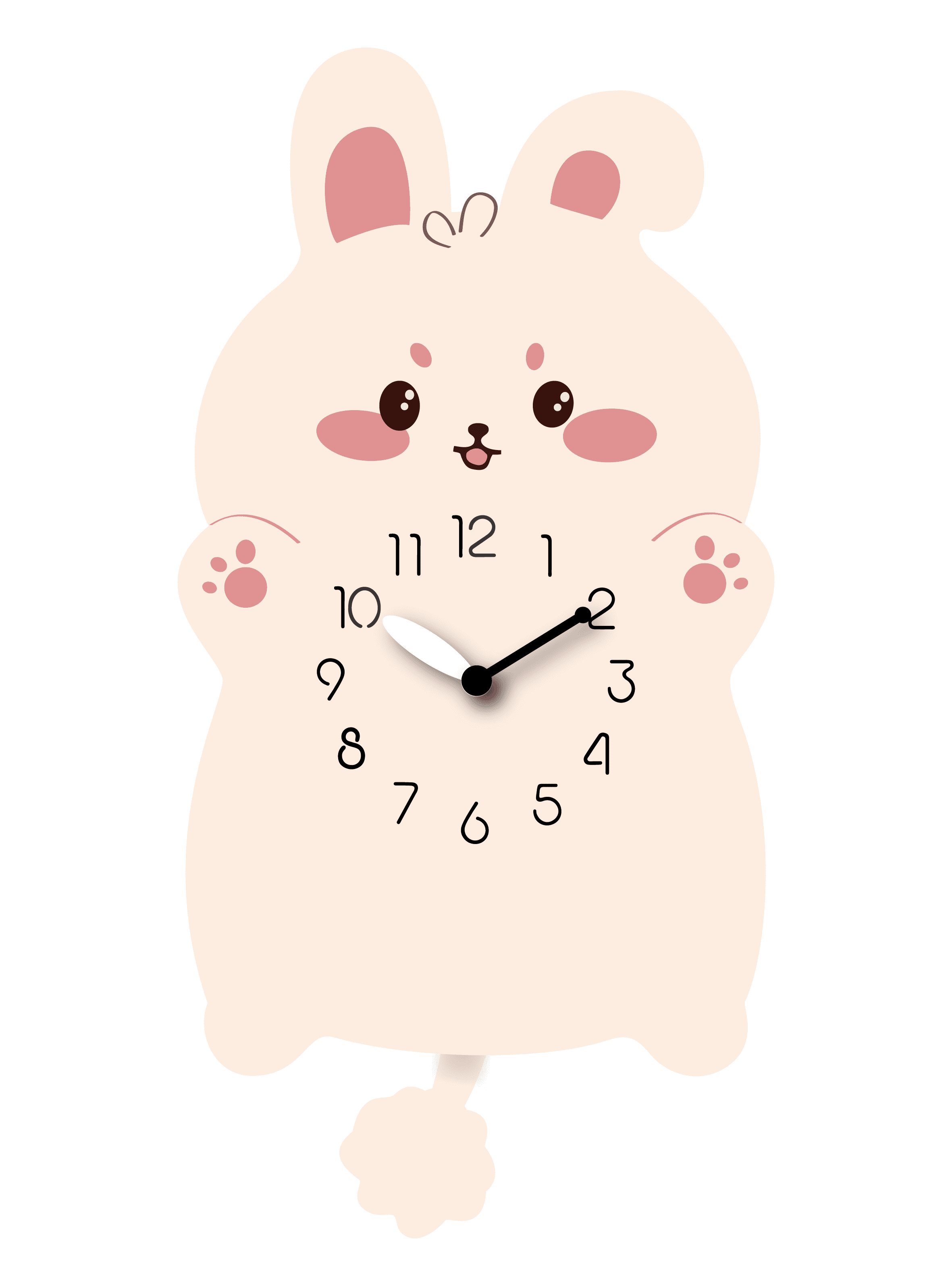 Time Pendulum Rabbit FGnano Cute Rabbit Shaped Pendulum Wall Clock, Cartoon Style, MDF, 13.6 ...