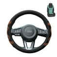 thumbnail image 1 of FH Group 1.6 lb. Leather Brown Steering Wheel Cover with Silicone Anti Slip Grip and Air Freshener, 1 of 8