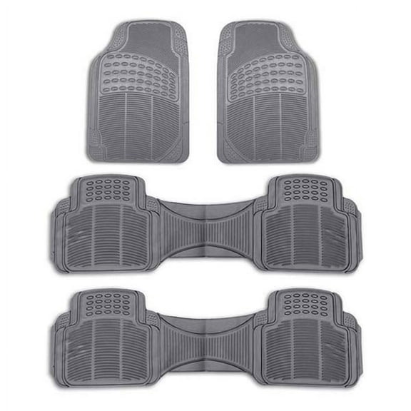 FH Group Universal Fit Rubber Car Floor Mats For Auto SUV Van Heavy Duty Gray -3 Row w/ Free Air Freshener