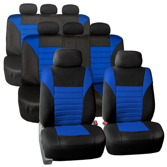 FH Group 3 Row 8 Seaters SUV Seat Covers for Auto 3D Mesh Blue Black Free Gift Air Freshener