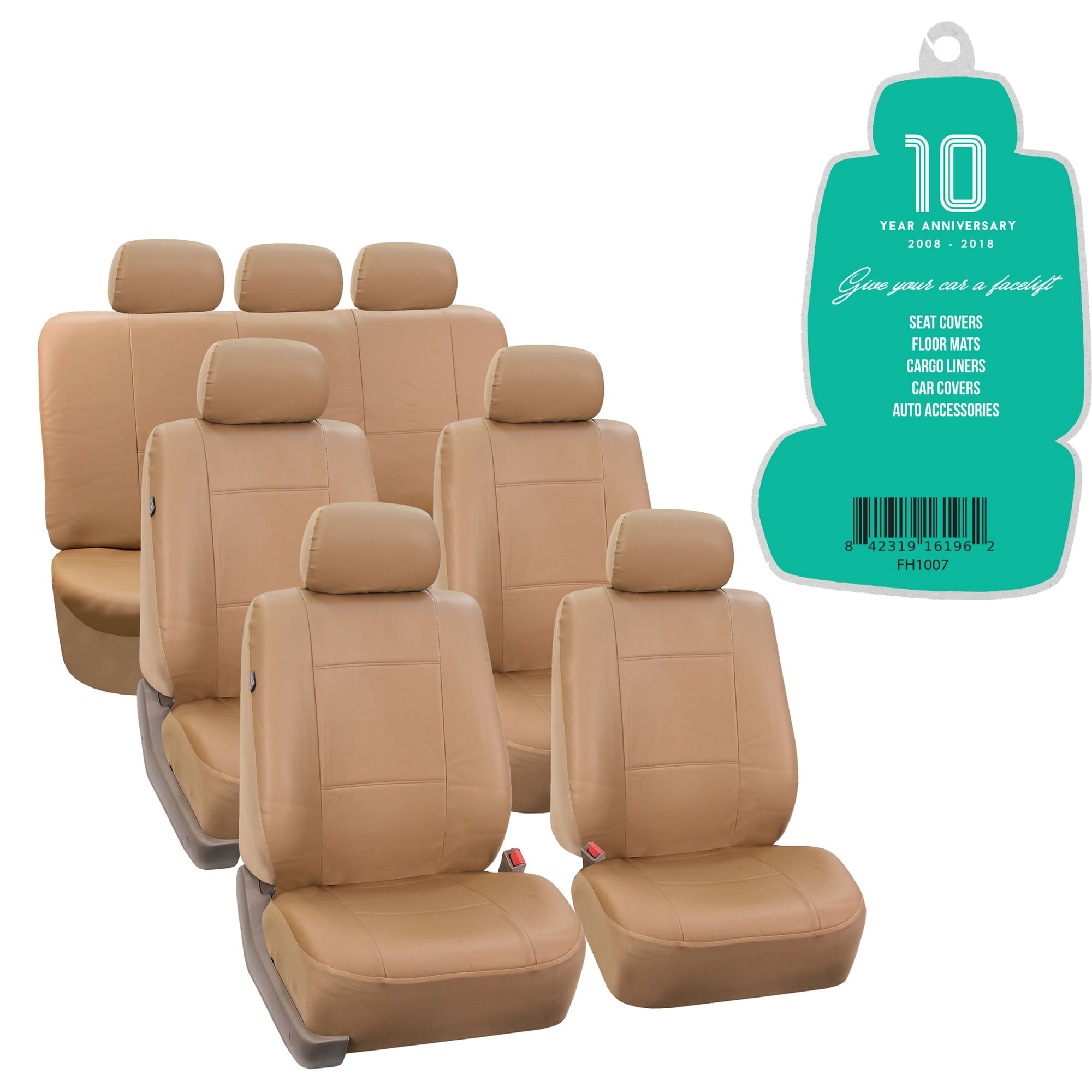 FH Group 3 Rows Universal Fit Faux Leather Car Seat Covers for SUV ...