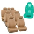 thumbnail image 1 of FH Group 3 Rows Universal Fit Faux Leather Car Seat Covers for SUV Sedan, Airbag Compatible, Split Bench w/ Free Air Freshener - 7 Seaters Beige, 1 of 8