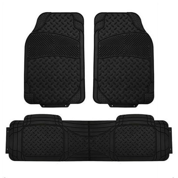 FH Group 3pc Floor Mats for Auto Car SUV Van Trimmable Black w/ Free Gift