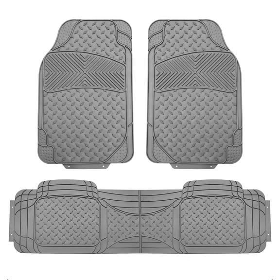 FH Group 3pc Floor Mats for Auto Car SUV Van Trimmable Gray w/ Free Gift