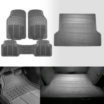 FH Group, 4PC Universal Fit Heavy Duty Gray Floor Mats & Gray Cargo Mat Combo for Auto, Car, SUV, Truck