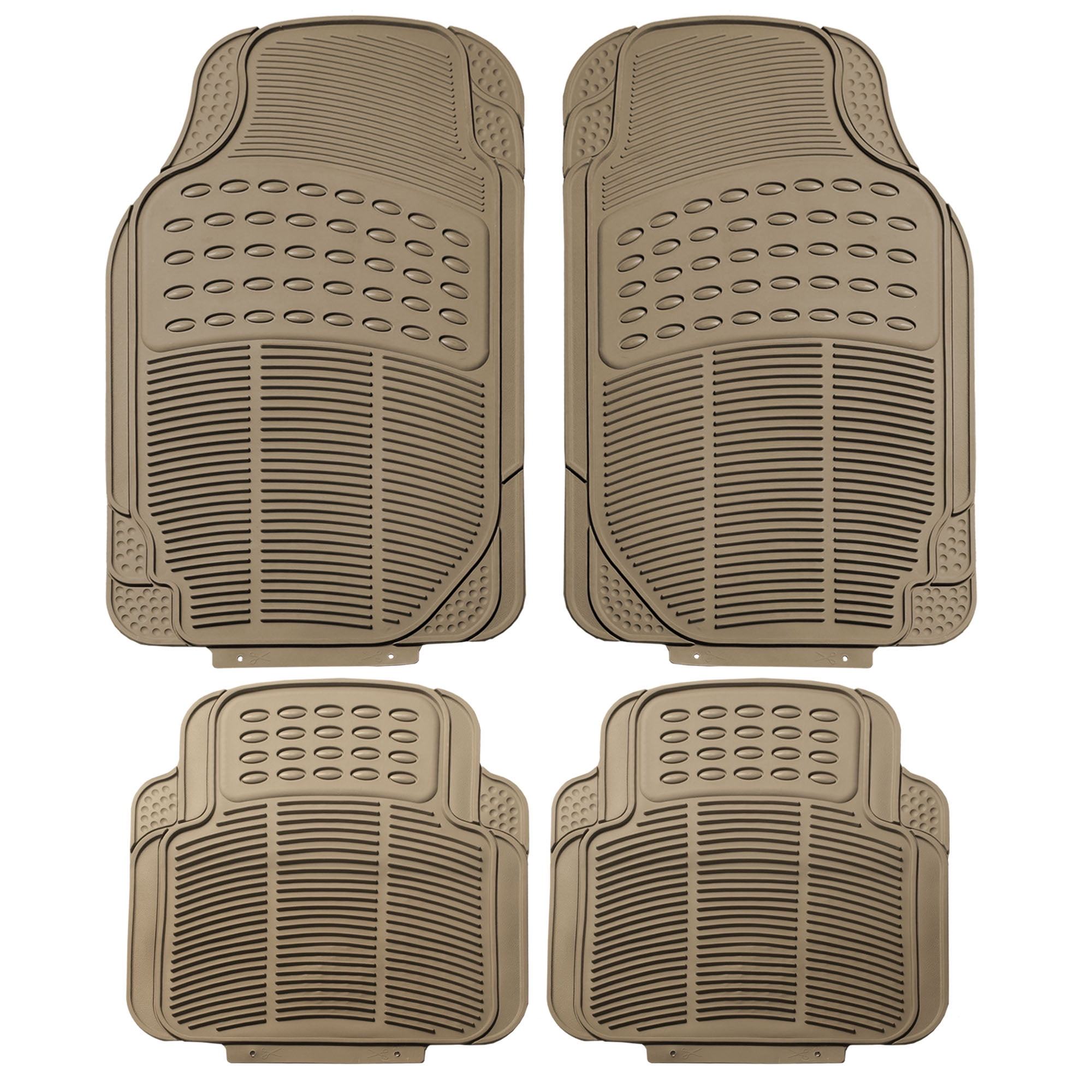Universal Fit Beige Heavy-Duty Rubber Cargo Floor Mats
