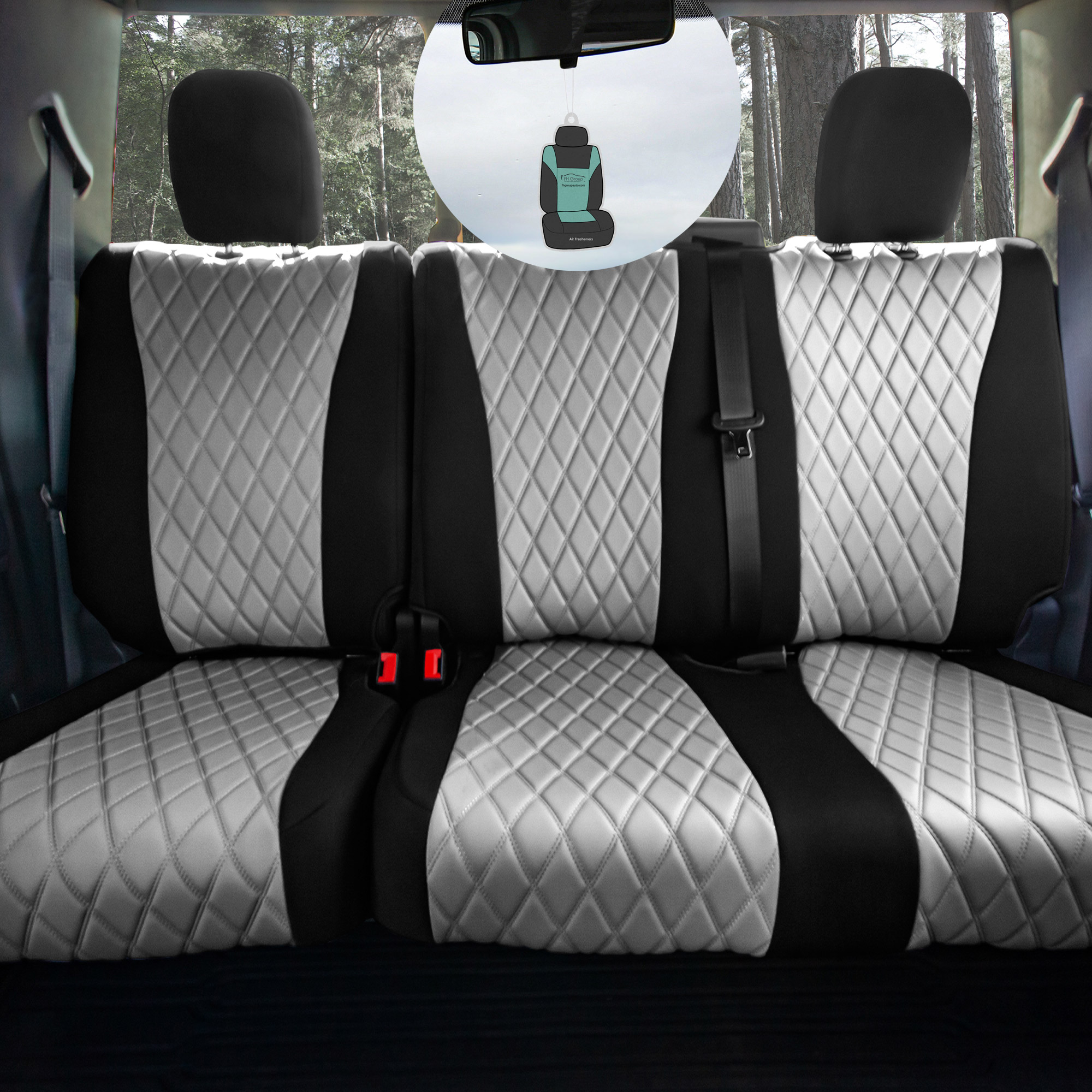 FH Group AFCM5013GRAYREAR Gray Neoprene Custom Car Seat Cover For 2018-2023  Ford F-150, F-250, F-350, F-450 with Air Freshener