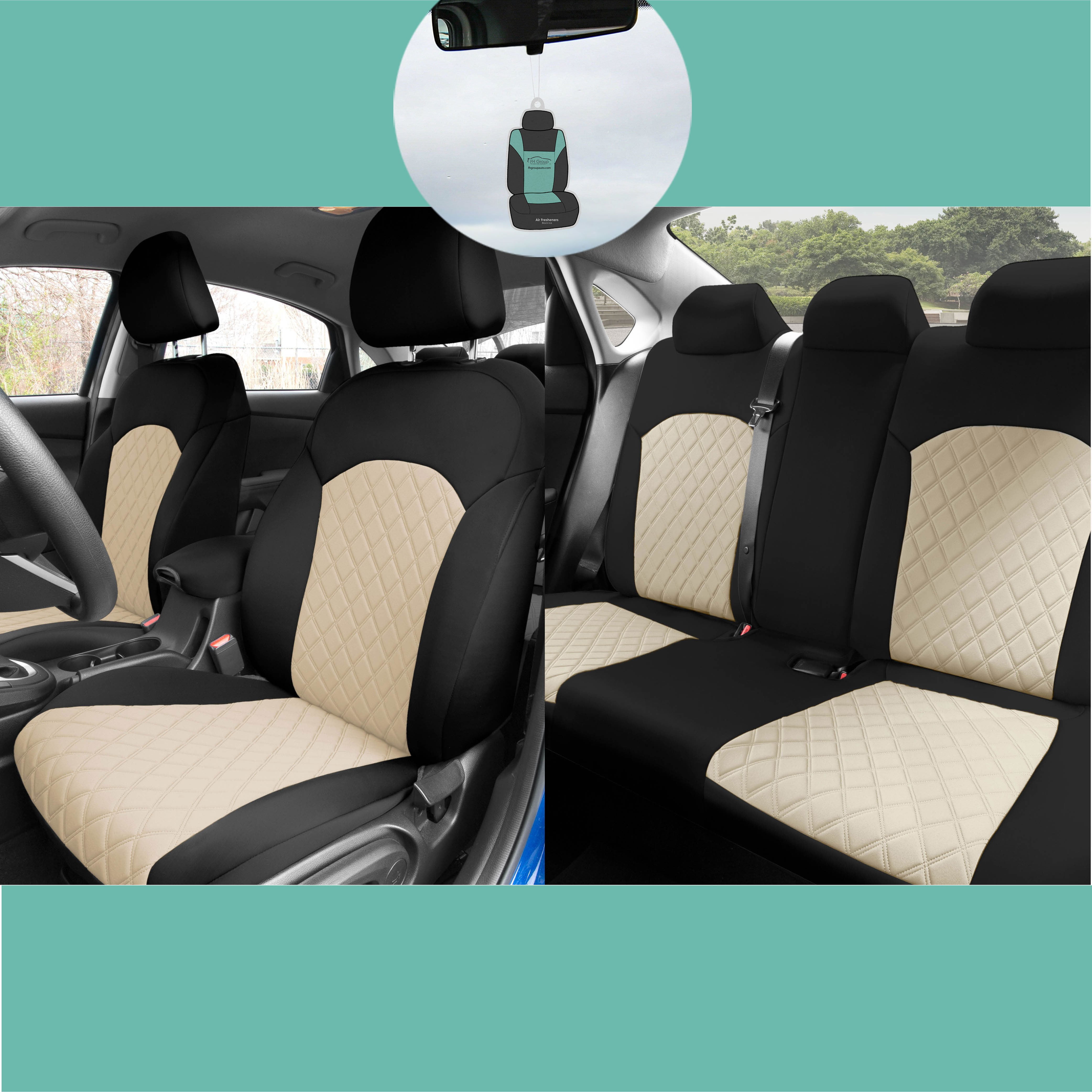 FH Group AFCM5021BLACK-FULL Black Neoprene Custom Car Seat Cover For  2018-2023 KIA Forte with Air Freshener