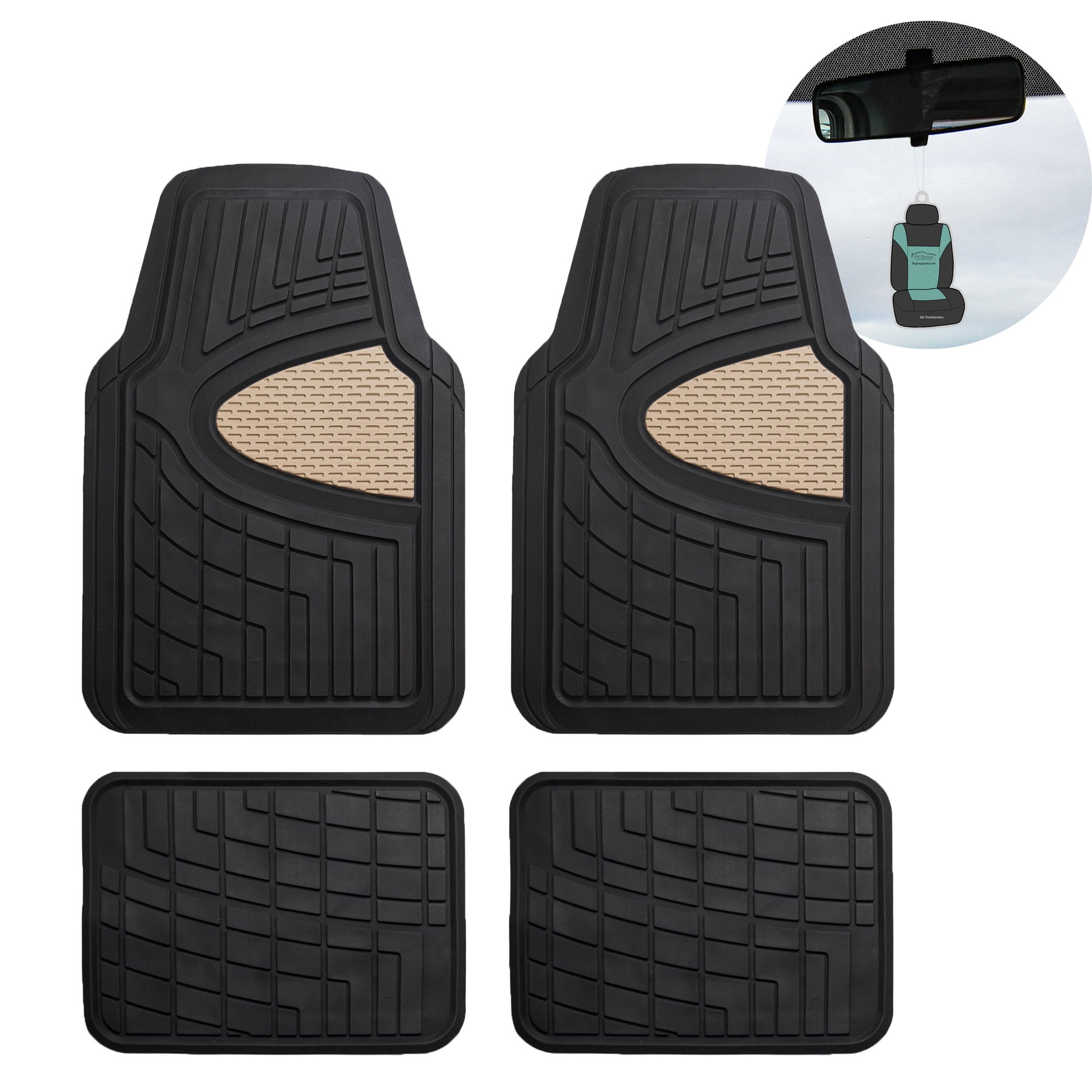 FH Group AFF11311BEIGE Universal Trimmable Rubber Beige Car Floor Mats