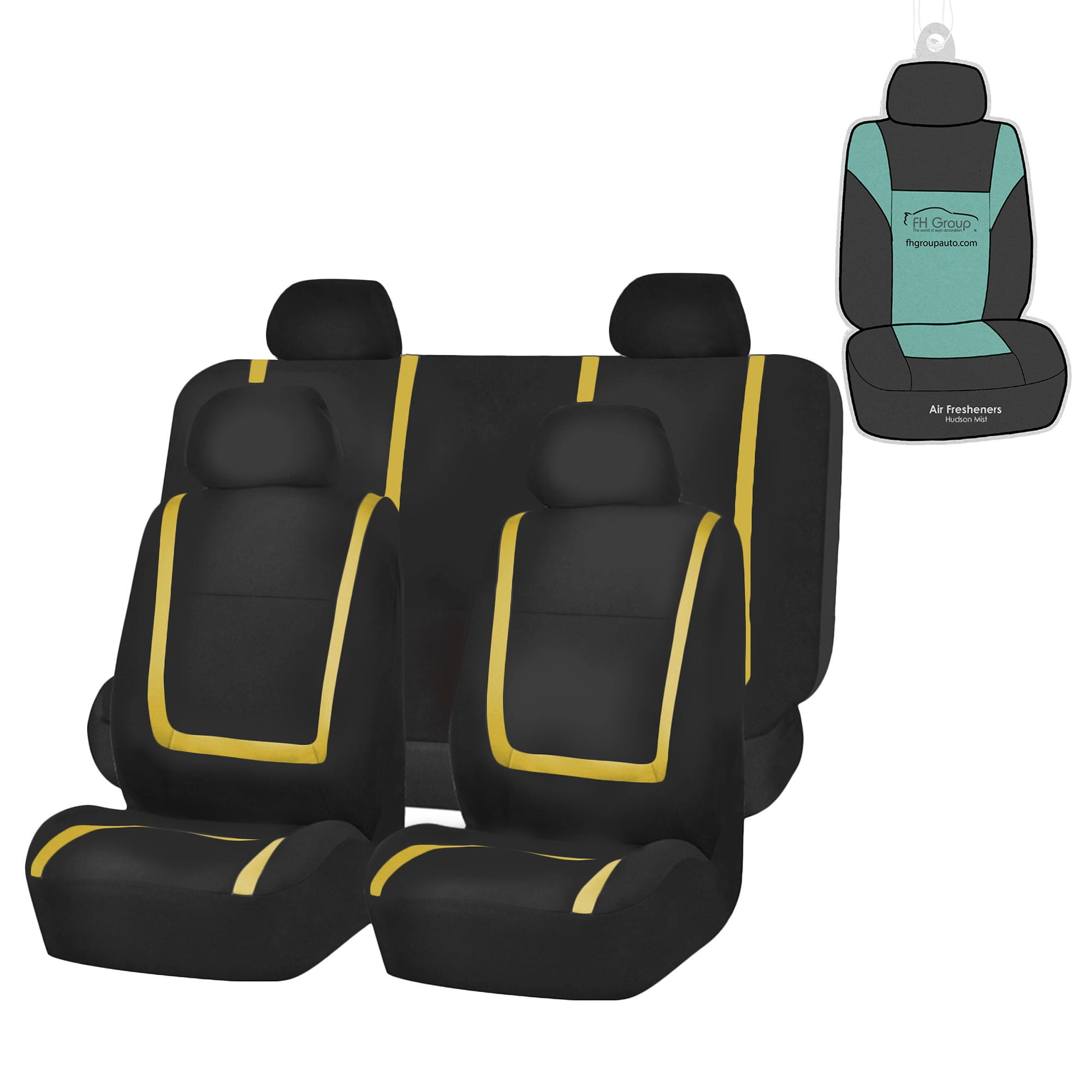 FH Group AFFB032YELLOW114 Yellow Full Set Universal Fit Car Seat Cover