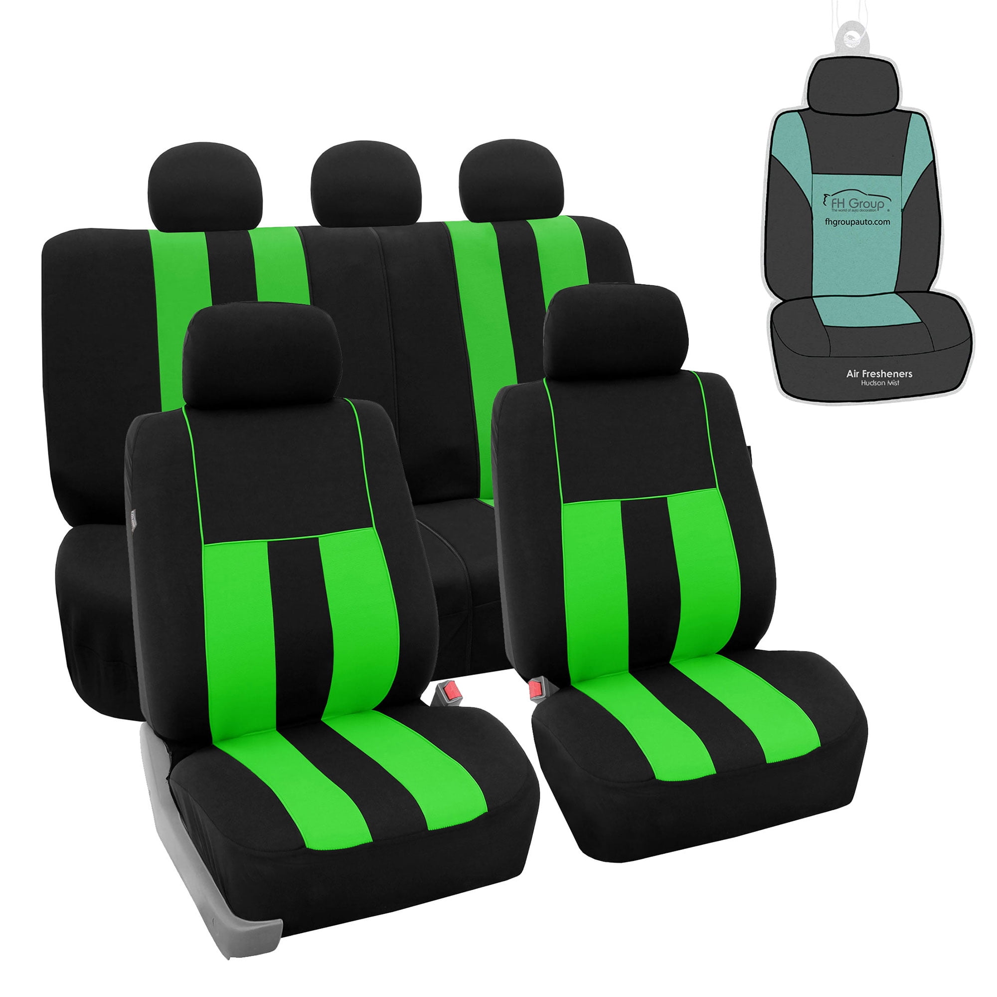 FH Group AFFB036GREEN115 Green Striped Polyester Fabric Full Set Car