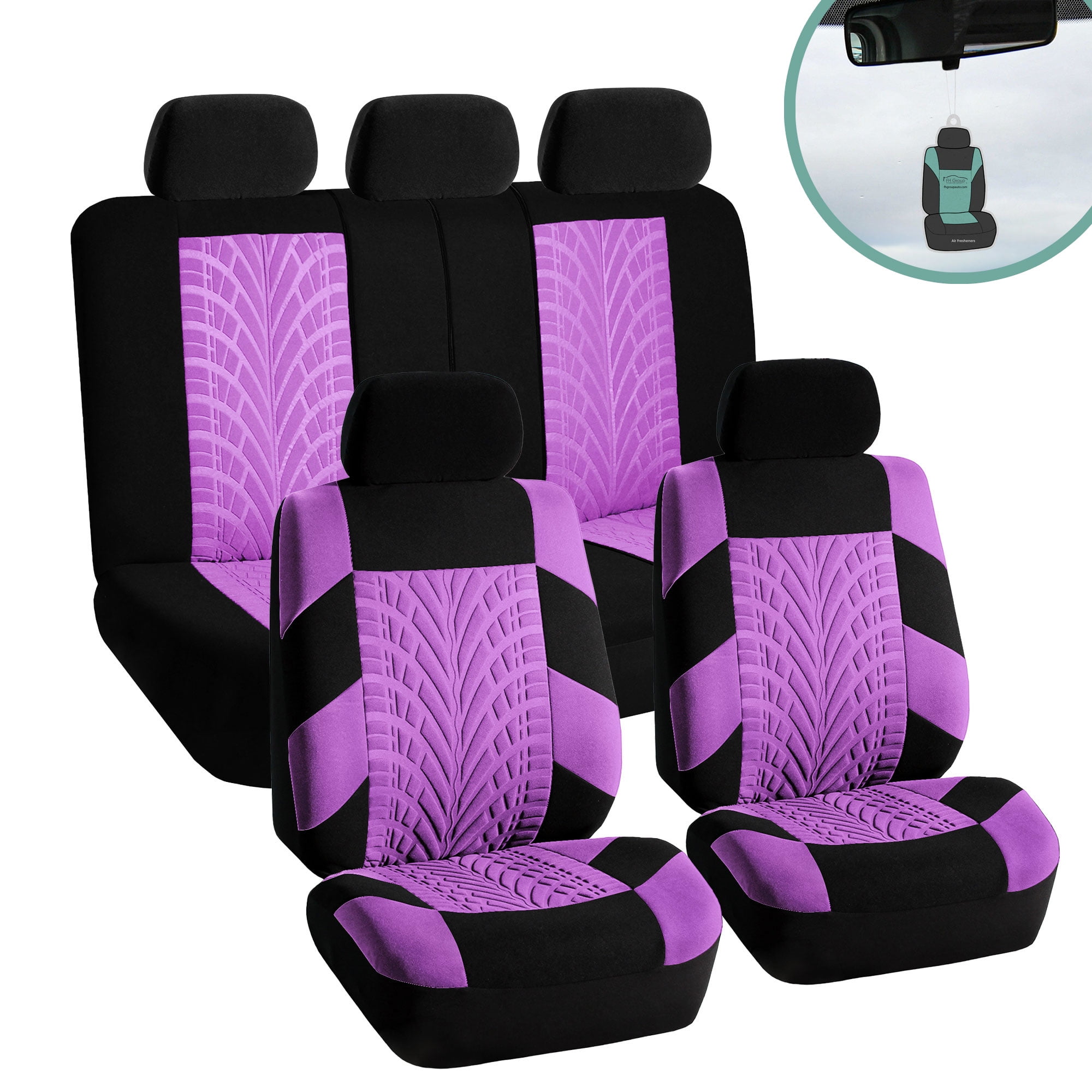 4Pcs Set Purple Car Seat Covers, Polyester Front Pairs Car Seat