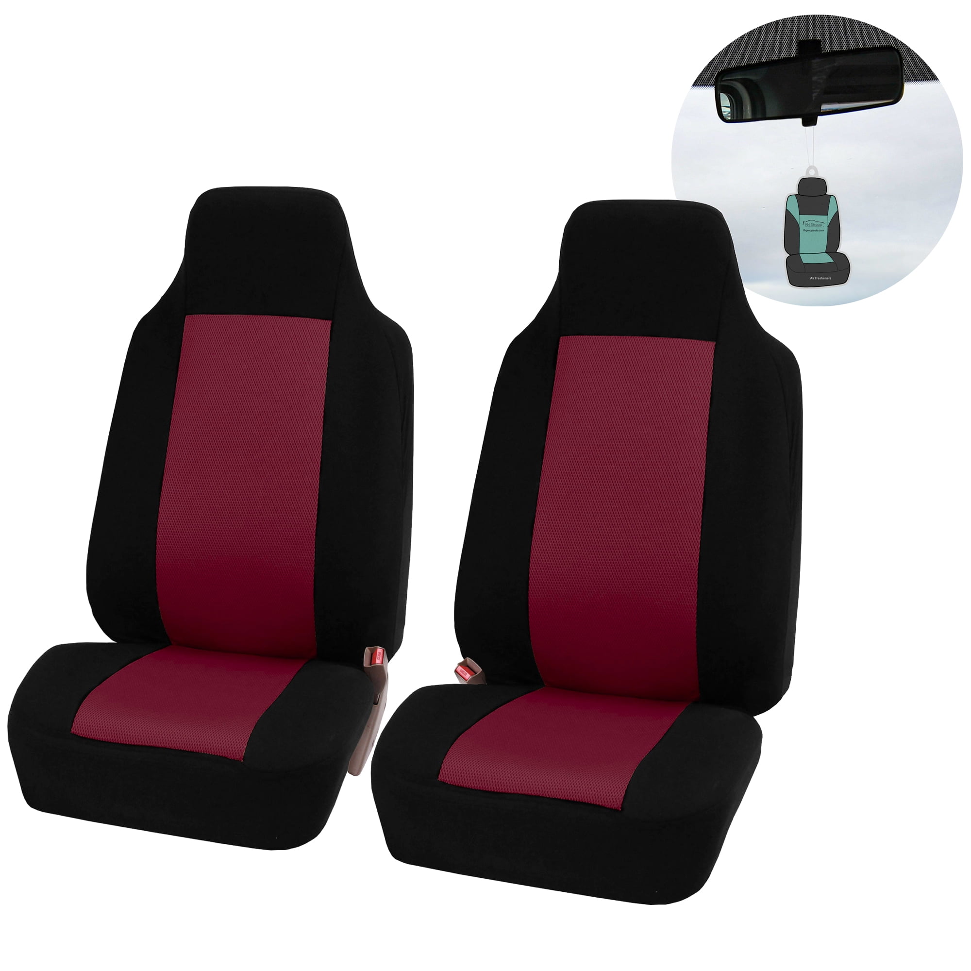 FH Group AFFB102RED102 Red Classic Cloth Front Set Car Seat Cover with Air  Freshener