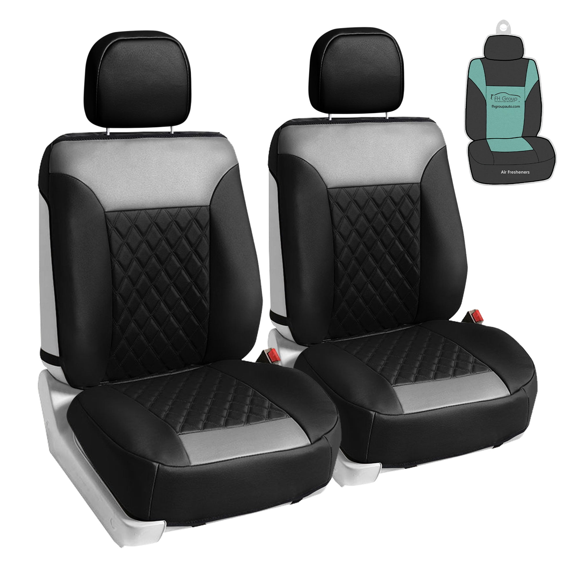 FH Group Car Seat Cushion – Durable Black PU Leather Car Seat Cushions, 2  Piece Front Set Car Seat Cushion, Bottom Seat Protector, Water Resistant  Car