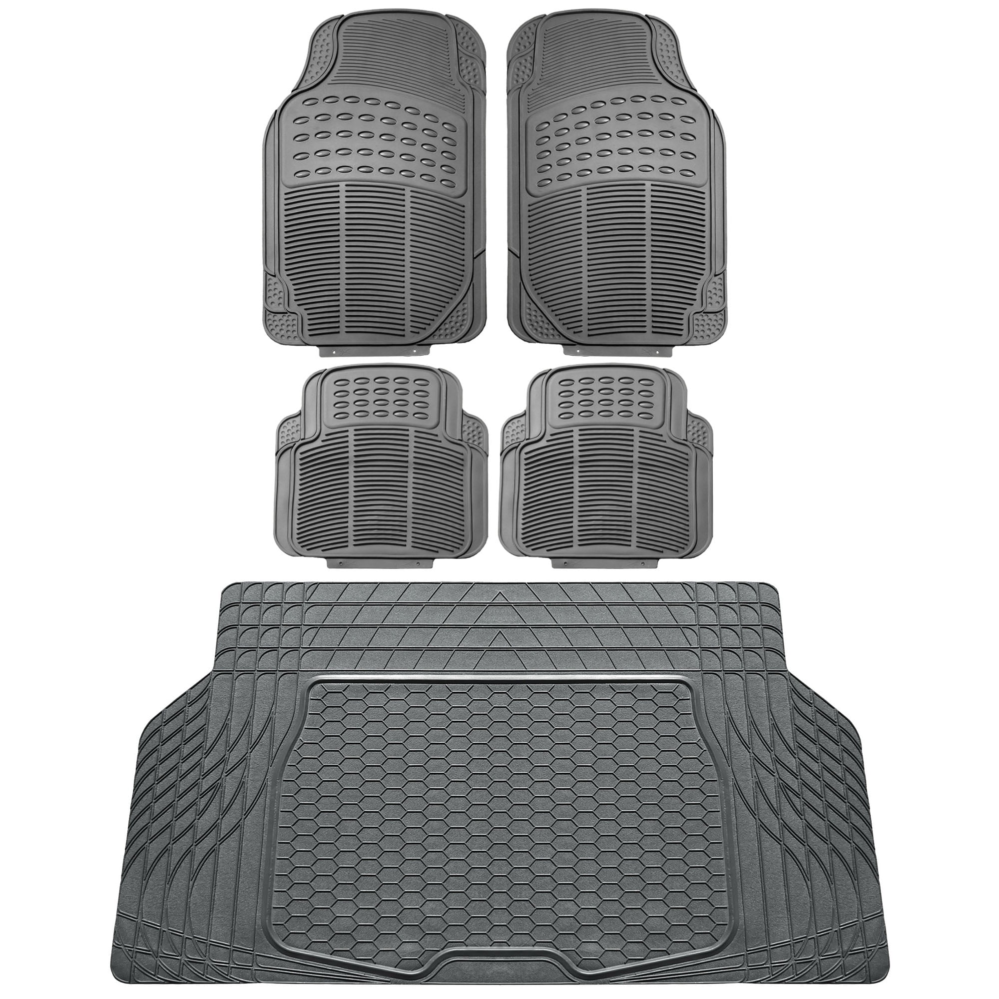 FH Group Universal Fit Trimmable Rubber Car Floor Mats with Trunk Cargo ...