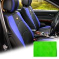thumbnail image 1 of FH Group Blue Black Leatherette Front Bucket Seat Cushion Covers for Auto Car SUV Truck Van with Green Dash Mat Combo, 1 of 6