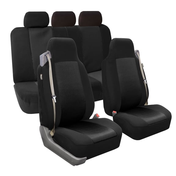 FH Group Built-In Seatbelt Cloth Seat Covers Fit For Car Truck SUV Van - Full Set