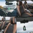 thumbnail image 1 of FH Group Car Seat Cover Leatherette Luxury Bucket Pair Seat Covers Black Brown w/ Free Air Freshener, 1 of 5