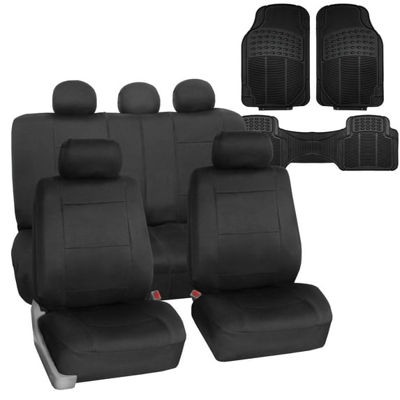 FH Group Car Seat Cover Neoprene Waterproof Pet Proof Full Set Cover Black w/Floor Mats