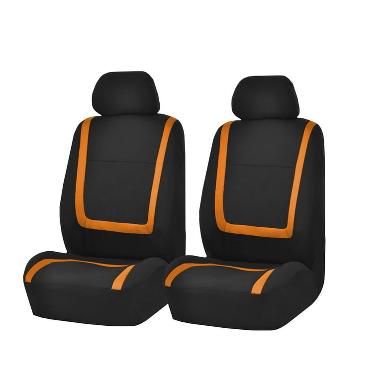 FH Group Car Seat Covers Cloth Car Seat Covers for Low Back Car Seats with Removable Headrest Universal Fit Front Set